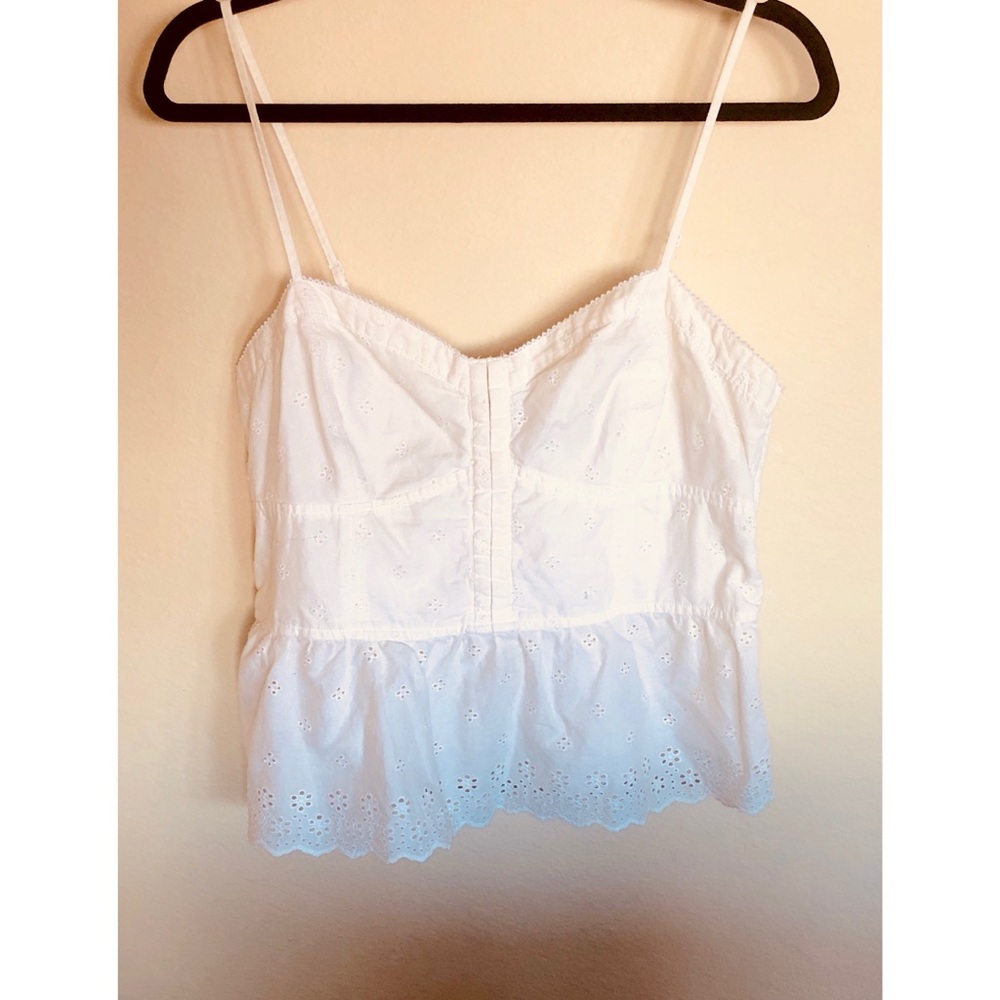 White Lace Festival Tank Top American Eagle Sz L